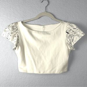 Ioanna Kourbela Cropped 100% Cotton Print Short Sleeve Tee EU M Fits US S